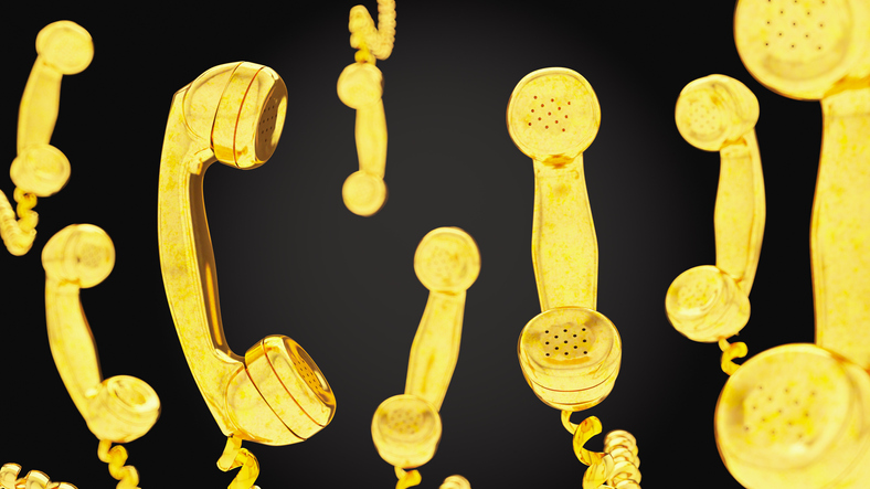 Golden Retro Telephone Recivers on Black